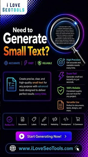 Small Text Generator – Free Online Tiny Text Converter | iLoveSEOTools