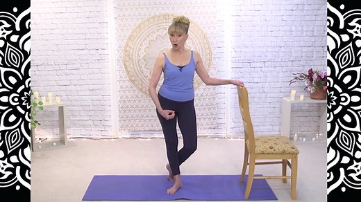 Standing Chair Yoga for Posture, balance, 50+, senior women, anti aging, grace and health.