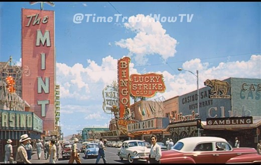 Fremont Street, Las Vegas Nevada 1950's 👉 patreon.com/TimeTravelNowTV 👈 Vintage Old School Las Vegas, California Club, Nevada Club, Lucky Strike Club, The Mint, Fremont Hotel, The Golden Nugget, Giant Retro Neon Signage #fremontstreet #fremontst #1950s #1960s #midcentury #midcenturymodern #midcenturydesign #midcenturyarchitecture #googie #vintagestyle #oldschool #retro #vintagevibes #retrostyle #retrovibes #streetscenes #streetscene #classiccars #storefronts | Timetravelnowtv