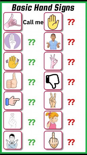 Basic Hand Signs #hand #signs #english #learnenglish