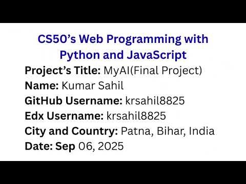 CS50 Web Final Project MyAI (old)