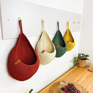 Macrame Wall Hanging Basket: Soft Polyester Kitchen Organizer - Etsy Canada