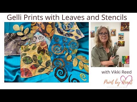 Gelli Plate Prints with Leaves and Spirals