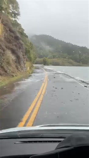 Natalia Poltoratzky shot this video of the Bolinas Lagoon washing up on Rt. 1 this morning with the stiff south winds and high tide. | The West Marin Feed