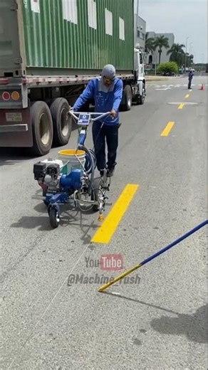 Precision Road Line Painting Machine in Action | Perfect Lane Marking Technology