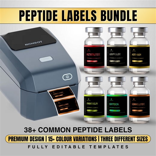 Nimbot Peptide Label Templates Bundle, Printable Label for Peptide Therapy, Peptide Vial Labels Canva Editable, Peptide Label Sticker - Etsy