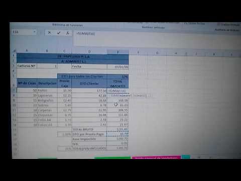 Total importes y Total bruto en Excel