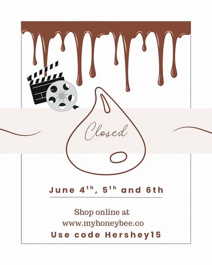 Lights, camera, shopping! 🎬 My Honeybee will be closed June 4th–6th while the Hershey movie magic takes over our little town—but don’t worry, you can still get your happy fix online at www.myhoneybee.co! 💻 Use code hershey15 for 15% off your order 🍫✨ Choose pickup to swing by that weekend, or select shipping and let the goodies come to you. Hollywood may be calling, but the cute stuff keeps coming! Petey says that’s a wrap!💛 | My Honey Bee