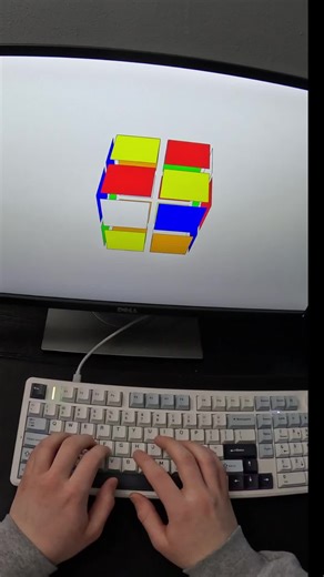 Virtual 2x2 Rubik’s Cube Solved in 0.39 Seconds #typing #cubing #wingstop #zung #rubikscube