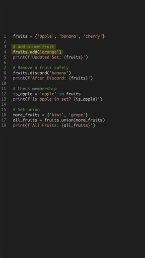 Master Python Sets in 60s - Fast Collection Handling #shorts