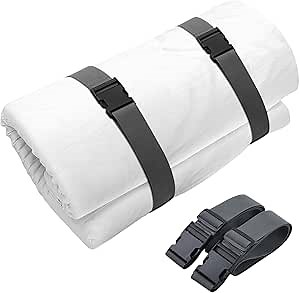2 Pack Adjustable Mattress Topper Straps, 60 x 2 Inch, Fits Twin & Full | Dark Gray Packing Straps With Secure Buckles, Mattress Moving, Storage And Transport
