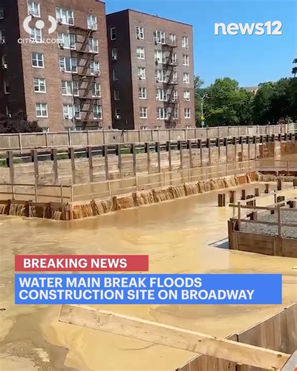 BREAKING NEWS: A water main break floods a construction site on Broadway in The Bronx. Nearby roads are being closed as the FDNY responds. https://bit.ly/44h6wIH | News 12 The Bronx
