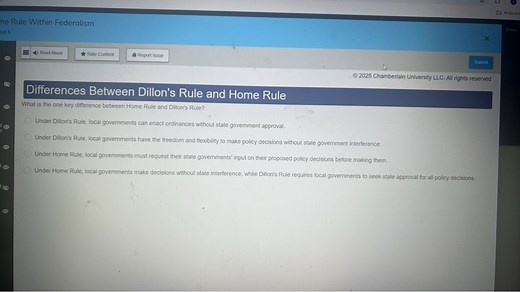 What is the one key difference between Home Rule and Dillon's R... | Filo