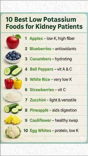 10 Best Low Potassium Foods for Kidney Patients 🥗 | Kidney-Friendly Low-K Foods #healthyfood