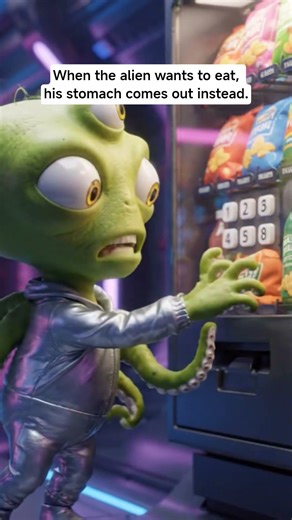 When the alien wants to eat, his stomach comes out instead. #alien #animation