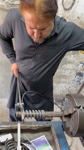 Heavy Duty Spring Making | Engine & Lathe Machine | Iron Wire Spring | Old School Craft #diy #shorts