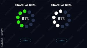 Animated dot load bar UI element. Financial goal. Work smarter. Looped 4K video template with alpha channel transparency. Data visualization. Dashboard component animation for dark theme Stock Video