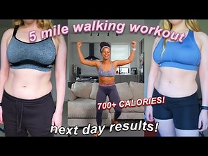 I did growwithjo's 5 MILE WALKING WORKOUT to BURN EXTRA CALORIES! *results in 1 day OMG*