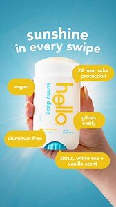 88K views · 412 reactions | today's forecast? sunny daze (deo) ☀️ ☀️ smells like sunshine ☀️ provides 24 hour odor protection ☀️ glides easily ☀️ is free from aluminum, baking soda, parabens, and dyes swipe with sunny daze deo today | hello products | Facebook