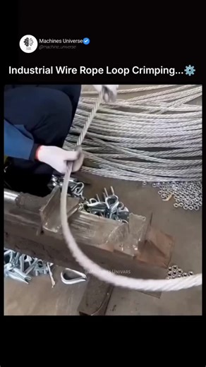 Machine | Learning | Knowledge on Instagram: "One wrong crimp… and the load fails! 🎬 Short Script This is how professionals crimp wire rope loops for safety. Perfect alignment. Even pressure. No cuts. No shortcuts. That’s how heavy loads stay secure. 📝 Description Wire rope loop crimping plays a critical role in safe load handling. This precision process ensures strength, durability, and reliability in lifting operations used across industrial and construction sites. 🔖 Hashtags #WireRope #Cri