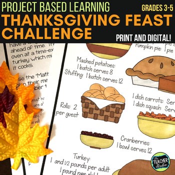 November Project Based Learning Math Project - 4th Grade Thanksgiving Math Task
