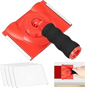 Paint Edge Trimmer, Paint Edger Tool with 4 Replacement Pads, Trim Paint Edger with Rotatable Handle, Washable Paint Pad Applicator for High Ceilings, Walls, Corner & Trim Painting, Red