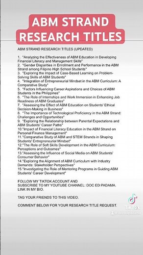 ABM STRAND RESEARCH TITLES #docedpadama