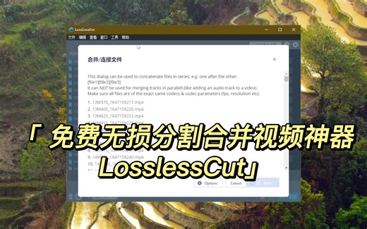 免费无损分割合并视频神器LosslessCut