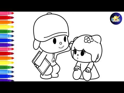 Dibuja y Colorea A Pocoyó Y A Su Hermanita, BEA 👶👧 Dibujos Para Niños‪@dibujos-felices‬ ‪@pocoyo‬