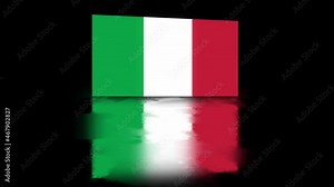 Italy Flag revealed with realistic reflection on stylish black background