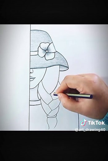 Easy Step-by-Step Drawing of a Girl with a Hat