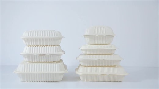 Biodegradable Corn Starch Bento Clam Shell Lunch Box Disposable Plastic Bento Container for Lunches