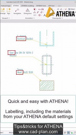 AutoCAD ATHENA Use of materials #construction #autocad #drawing #tutorial #athena #2d #3d #flixo
