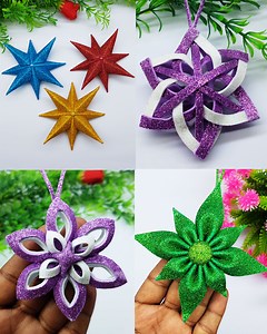 Most Beautiful Christmas Tree Topper Star Making Very Easy Tutorial at Home - Christmas Tree Decorating Ideas With Glitter Paper Star #Christmas #star #decor | Origami Art & Crafts
