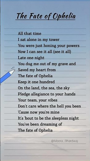 The Fate of Ophelia Lyrics ~ Taylor Swift #songlyrics #english