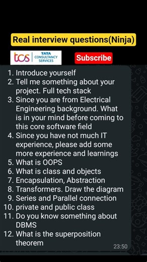 TCS Ninja interview questions | Interview Experience #tcsnqt2026 #tcs