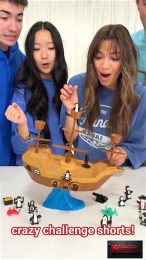 Penguin Pirate Ship Challenge 🐧🚢 Who Will Fall First? #Shorts#explore #entertainment #adventureday
