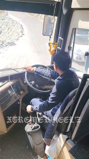 Extreme driving through collapsed road😯 VOLVO bus driver extra ordinary talent! 💥 #youtube#shorts