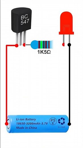 BC547 Transistor ON/OFF LED Circuit | Simple Push Button LED Control Project