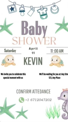 Invitación Animada Baby Shower Editable en Canva 🐢💙 | Fácil y Rápida
