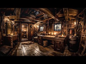🎧 Captain’s Cabin at Sea – ASMR Old Wooden Ship Ambience with Waves, Creaking Wood & Nautical Sounds