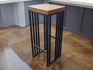 Barhocker Handmade Industriedesign Loft Stahl Holz Eiche Massivbar Stool * Barstuhl * Hocker Premium Oak Loft - Industrial Kitchen - Etsy