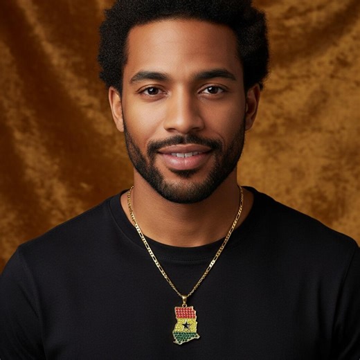 Diamante Ghana Map Necklace – Gold African Heritage Jewellery - Etsy