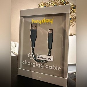 Heyday Round Charging Cable compatible with iPhone to USB-A (Blue) 6 In.