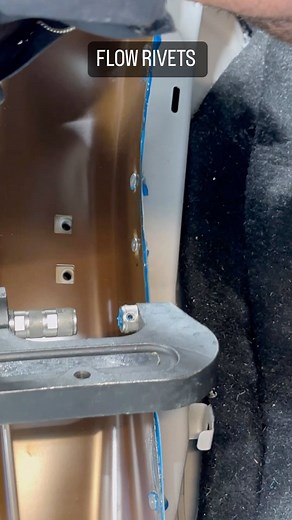 Getting these flow rivets into place, not SPR’s….. do you know the difference ???? • #flowrivets #rivets #autobody #automotive #autobodyshoplife #bodyshop #bodyshoplife#panelbeater #collision #collisionrepair #collisioncenter #collisionrepairs #tech #bluecollar #luxurycarrepair #glue #glueandrivets | Luxury Car Repair
