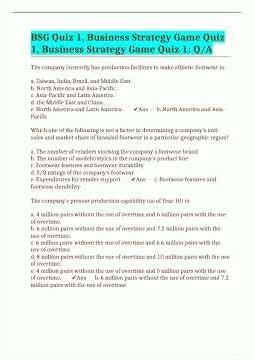 BSG Quiz 1 Business Strategy Game Quiz 1 Business Strategy Game Quiz 1 QA