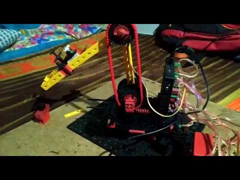 2 Axis Robotic Arm used for pick and place in industry built using Fischertechnik TXT 4.0 Controller