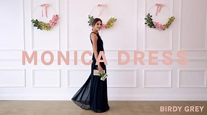 Keep it long and lean in our classic Monica halter bridesmaid dress, featuring a pleated high-halter neckline in the front & back. | Birdy Grey | Facebook