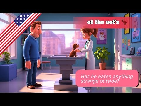 Simple dialogues in English (A1–A2) — At the veterinary clinic 🦁🐒