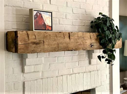 Custom Rustic Wood Fireplace Mantel: Hand-hewn Barn Beam Style. - Etsy
